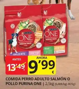 Supermercados MAS Purina One comida perro adulto salmón o pollo oferta