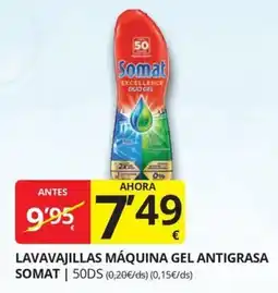 Supermercados MAS Somat lavavajillas máquina gel antigrasa oferta