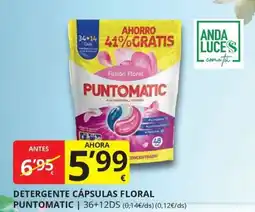 Supermercados MAS Puntomatic detergent cápsulas floral oferta