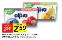 Supermercados MAS Yogur arándanos/f.rojos o soja mix sabores alpro oferta
