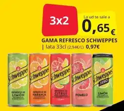 Supermercados MAS Schweppes gama refresco oferta