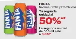 Supermercados MAS Fanta Naranja Exotic y Frambuesa oferta