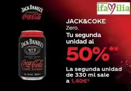 Supermercados MAS Jack Daniel's Coca-Cola Zero oferta