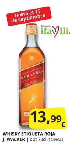 Supermercados MAS J. WALKER WHISKY ETIQUETA ROJA oferta