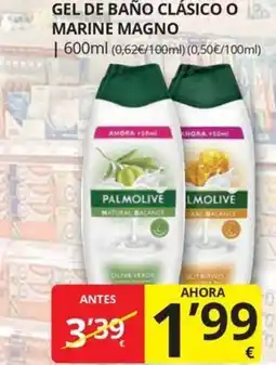 Supermercados MAS Palmolive gel de baño clásico o marine magno oferta