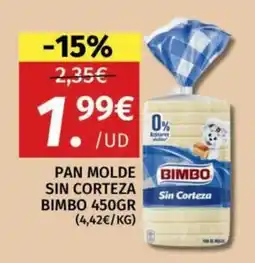 Maskom Supermercados Bimbo pan molde sin corteza oferta
