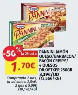 Maskom Supermercados Dr.Oetker pannini jamón y queso oferta
