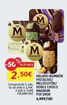 Maskom Supermercados magnum helado bombón pistacho melocotón doble choco oferta