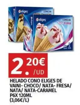Maskom Supermercados Eliges helado cono vaini-choco/nata-fresa/nata/nata-caramel oferta