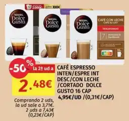 Maskom Supermercados Nescafe Dolce Gusto cafe espresso inten/espre int desc/con leche /cortado dolce gusto 16 cap oferta