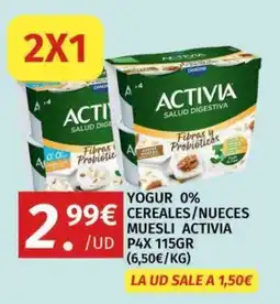 Maskom Supermercados Activia yogur 0% cereales/nueces muesli oferta