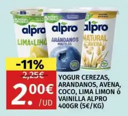 Maskom Supermercados alpro yogur cerezas, arandanos, avena, coco, lima limon ó vainilla oferta