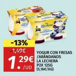 Maskom Supermercados La Lechera yogur con fresas / arándanos oferta