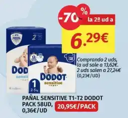 Maskom Supermercados Dodot pañal sensitive t1-t2 oferta