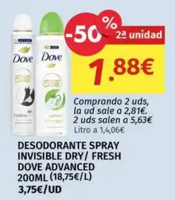 Maskom Supermercados Dove desodorante spray invisible dry/fresh oferta