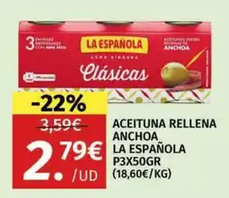 Maskom Supermercados La Española aceituna rellena anchoa oferta