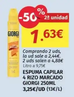 Maskom Supermercados Giorgi espuma capilar 4 rizo marcado oferta