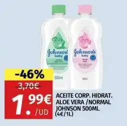Maskom Supermercados johnson's baby aceite corp. hidrat. aloe vera / normal oferta