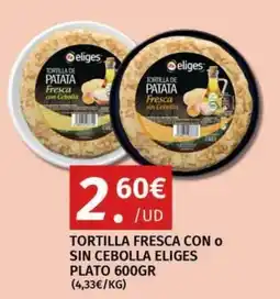Maskom Supermercados Eliges tortilla fresca con o sin cebolla oferta