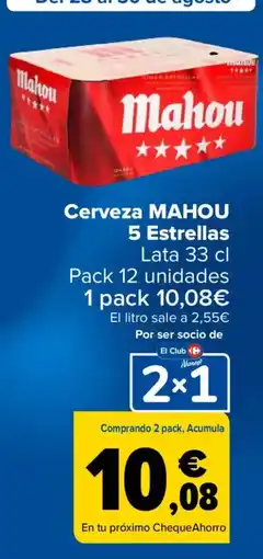 Carrefour Mahou cerveza 5 Estrellas oferta