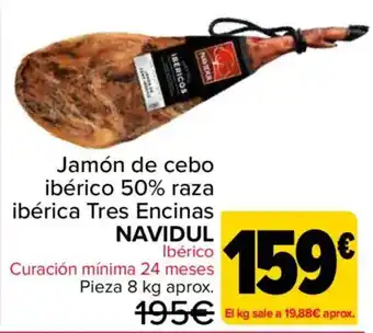 Carrefour Navidul jamón de cebo ibérico 50% raza ibérica tres encinas oferta