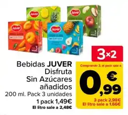Carrefour Bebidas JUVER Disfruta Sin Azúcares añadidos oferta