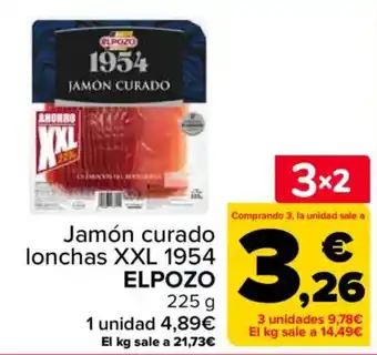 Carrefour Elpozo jamón curado lonchas xxl 1954 oferta