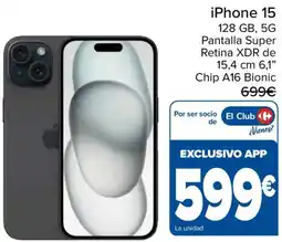 Carrefour iPhone 15 128 GB 5G oferta