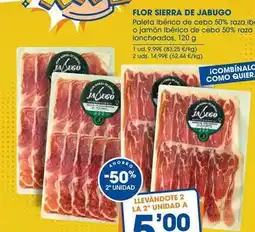 Supermercados Plaza Flor sierra de jabugo - paleta iberica de cebo 50% raza iberico de cebo 50% raza lonchados oferta