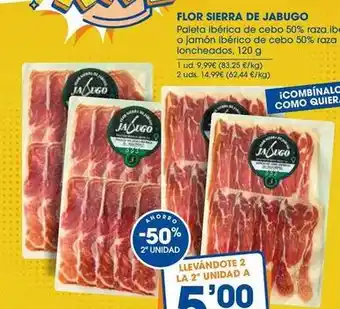 Flor sierra de jabugo - paleta iberica de cebo 50% raza iberico de cebo 50% raza lonchados