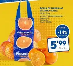Supermercados Plaza Valencia - bolsa de naranjas de zumo oferta