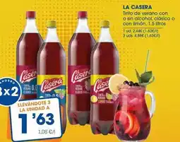 Supermercados Plaza La casera - tinto de verano con o sin alcohol oferta
