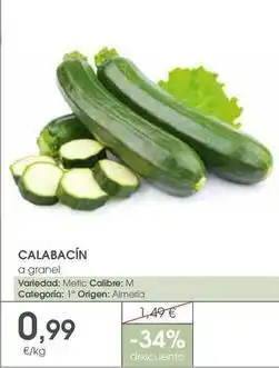 Supermercados Plaza Origen - calabacín oferta