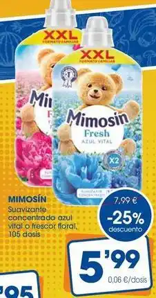 Supermercados Plaza Mimosín - suavizante concentrado azul vital o frescor floral oferta