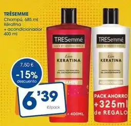 Supermercados Plaza Tresemmé - champu, keratina + acondicionador oferta