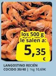 Supermercados MAS Langostino recién cocido oferta
