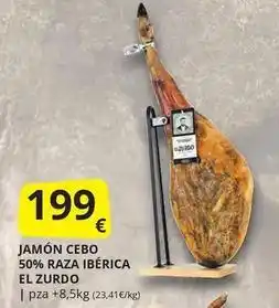 Supermercados MAS Jamón cebo 50% raza ibérica oferta