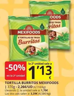 Supermercados MAS Mexifoods - tortilla burritos oferta