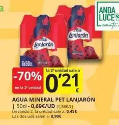 Supermercados MAS Lanjarón - agua mineral pet oferta