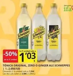 Supermercados MAS Schweppes - tonica original, zero o ginger ale oferta