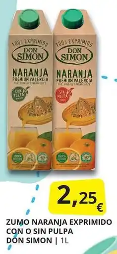 Supermercados MAS Don simón - zumo naranja exprimido con o sin pulpa oferta