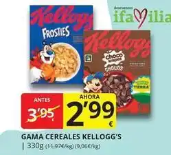 Supermercados MAS Kellogg's - gama cereales oferta