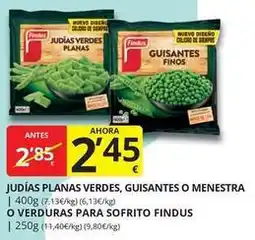 Supermercados MAS Findus - judias planas verdes guisantes o menestra o verduras para sofrito oferta