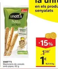 Caprabo Snatt's - snatt's bastonets de cereals amb pipes oferta