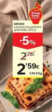 Caprabo Eroski - lasanya de pollastre gratinada oferta