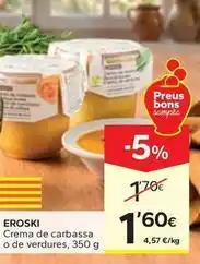 Caprabo Eroski - crema de carbassa o de verdures oferta