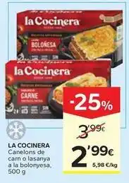 Caprabo La cocinera - canelons de carn o lasanya a la bolonyesa oferta