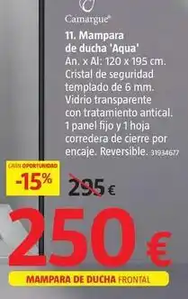 Bauhaus Camargue - mampara de ducha 'aqua' oferta