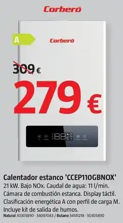 Bauhaus Corberó - calentador estanco 'ccep11cgbnox' oferta