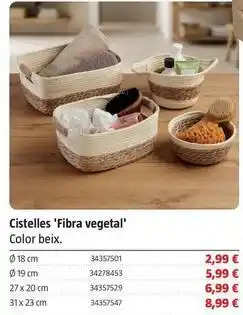 Bauhaus Cistelles 'fibra vegetal' color beix oferta